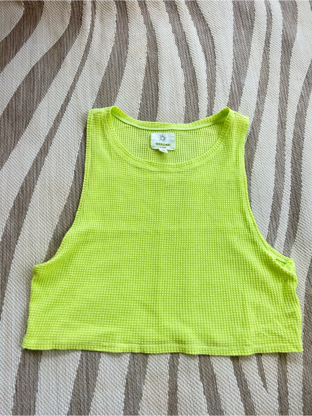 Offline by Aerie Neon Yellow Cotton  Waffle Tank - Size Small